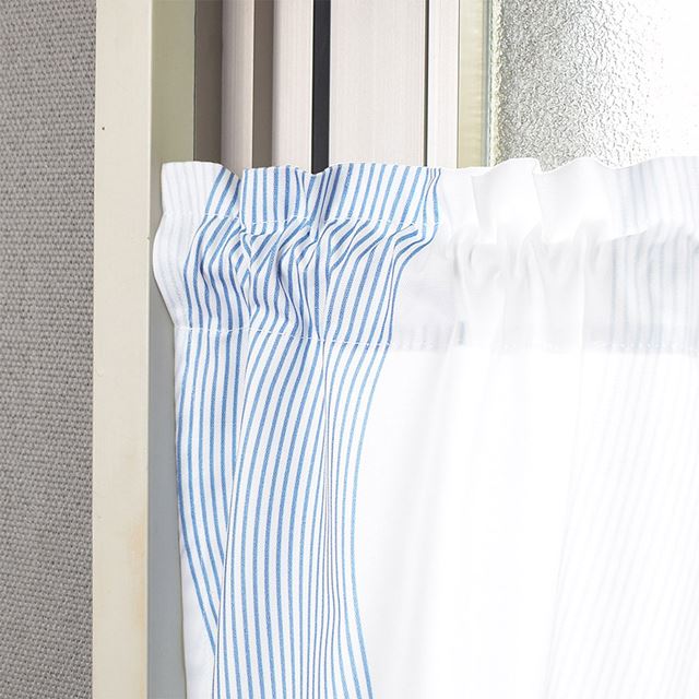 アウトレット カフェカーテン 綿100% (47cm×100cm) スタンダードタイプ ウォーターフロー