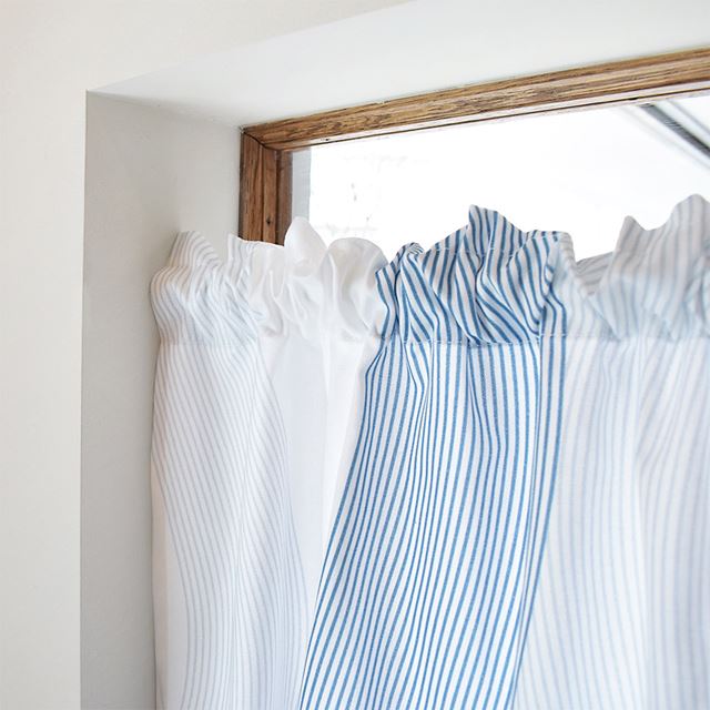 アウトレット カフェカーテン 綿100% (72cm×100cm) スタンダードタイプ ウォーターフロー