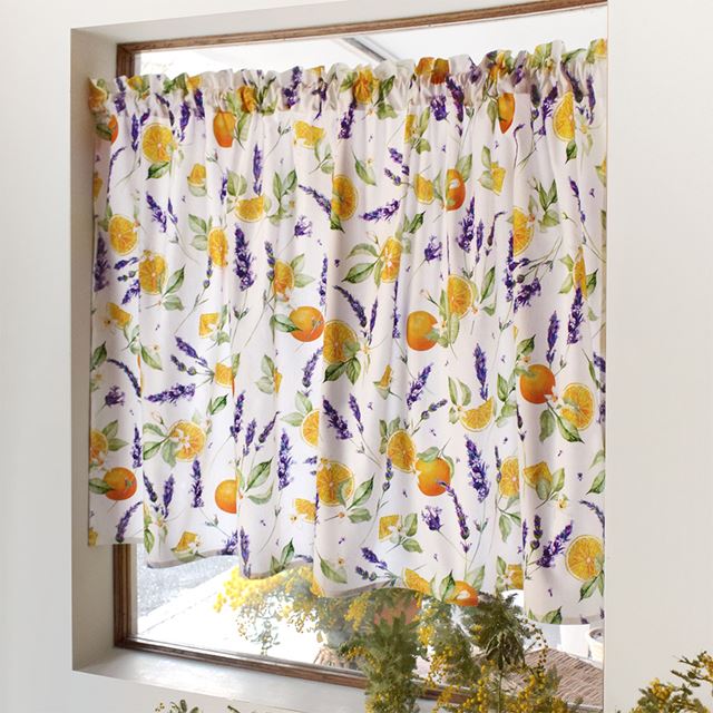 アウトレット カフェカーテン 綿100% (72cm×100cm) スタンダードタイプ ソレイユプロヴァンス