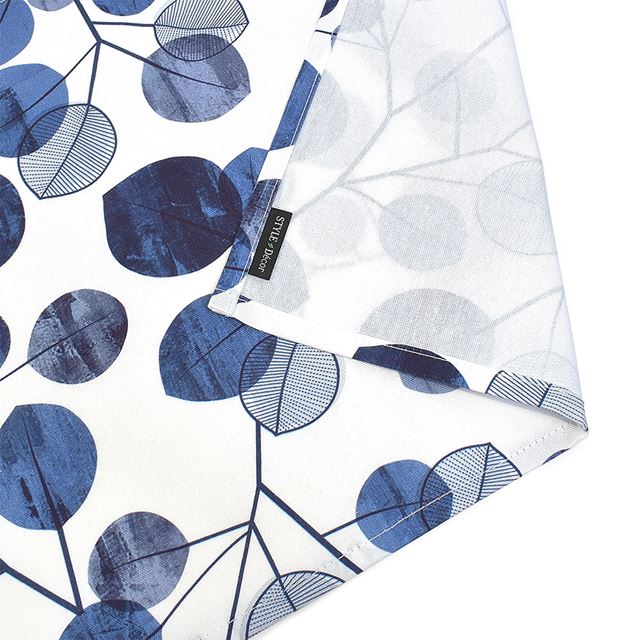 アウトレット カフェカーテン 綿100% (47cm×100cm) スタンダードタイプ ネイビーリーフ