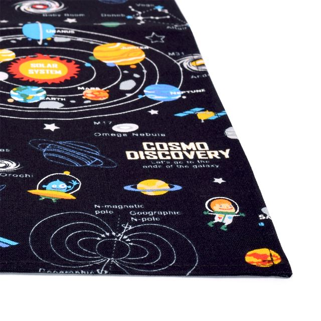 アウトレット ランチクロス・給食ナフキン(45cm×45cm) 2枚セット 太陽系惑星とコスモプラネタリウム(ブラック)
