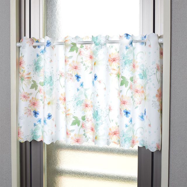 アウトレット カフェカーテン (45cm×100cm) ラミネートタイプ パステルフローラル