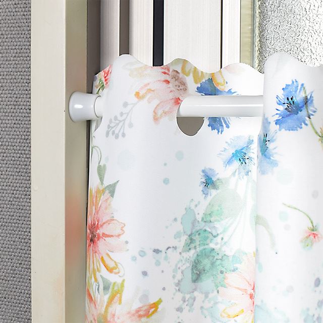 アウトレット カフェカーテン (45cm×100cm) ラミネートタイプ パステルフローラル