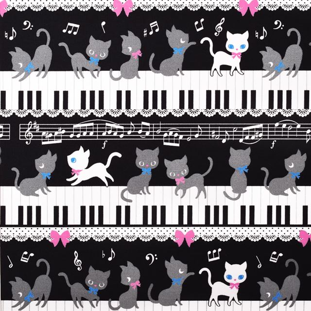 アウトレット 防災頭巾(椅子固定ゴム付き) ピアノの上で踊る黒猫ワルツ(ブラック)