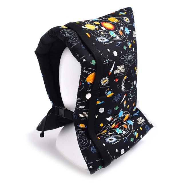アウトレット 防災頭巾(椅子固定ゴム付き) 太陽系惑星とコスモプラネタリウム(ブラック)