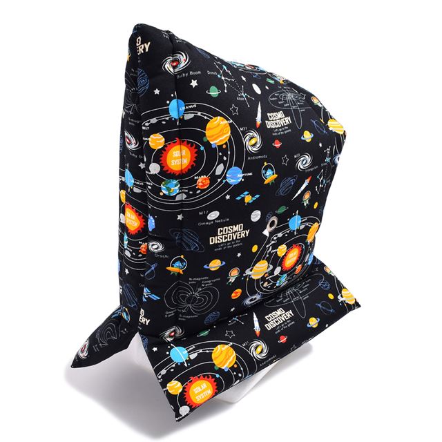 アウトレット 防災頭巾(椅子固定ゴム付き) 太陽系惑星とコスモプラネタリウム(ブラック)