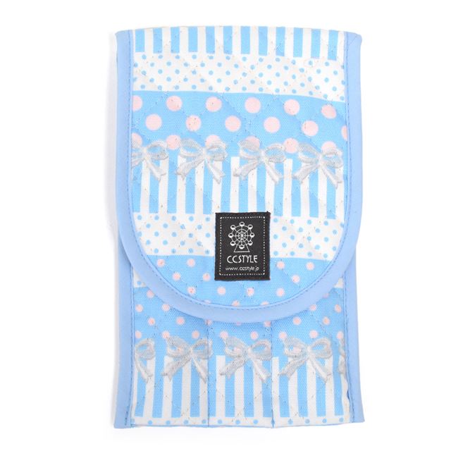 アウトレット カトラリーケース ポルカドットとレースリボンに魅せられて(ライトブルー)