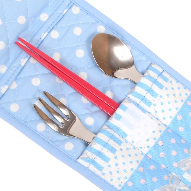 アウトレット カトラリーケース ポルカドットとレースリボンに魅せられて(ライトブルー)