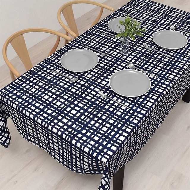 アウトレット テーブルクロス (142cm×180cm) スタンダードタイプ 綿100% インディゴチェック