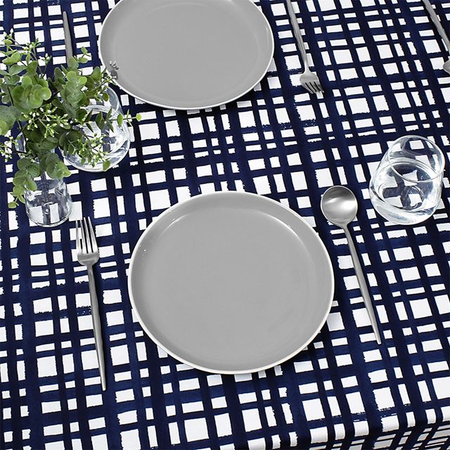 アウトレット テーブルクロス (142cm×180cm) スタンダードタイプ 綿100% インディゴチェック