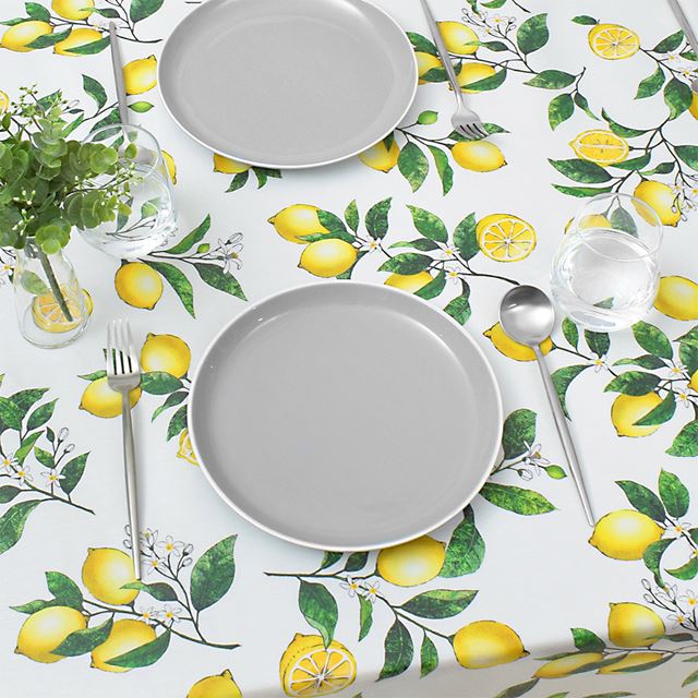 【10%OFF：クリスマスセール】 アウトレット テーブルクロス (140cm×180cm) ラミネートタイプ シトラスレモン