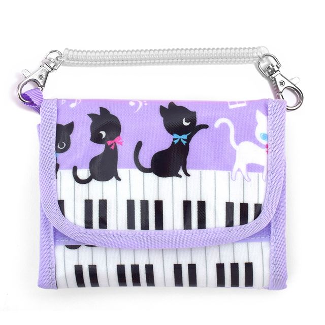 アウトレット キッズウォレット 財布 ピアノの上で踊る黒猫ワルツ(ラベンダー)
