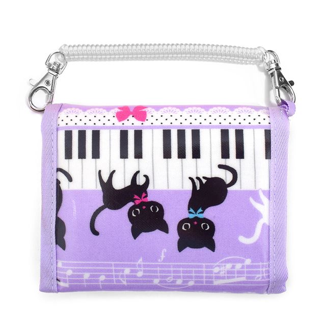 アウトレット キッズウォレット 財布 ピアノの上で踊る黒猫ワルツ(ラベンダー)