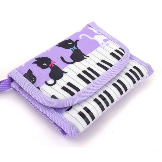 アウトレット キッズウォレット 財布 ピアノの上で踊る黒猫ワルツ(ラベンダー)