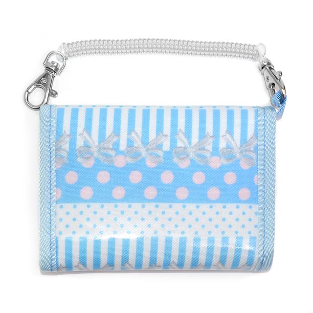 アウトレット キッズウォレット 財布 ポルカドットとレースリボンに魅せられて(ライトブルー)