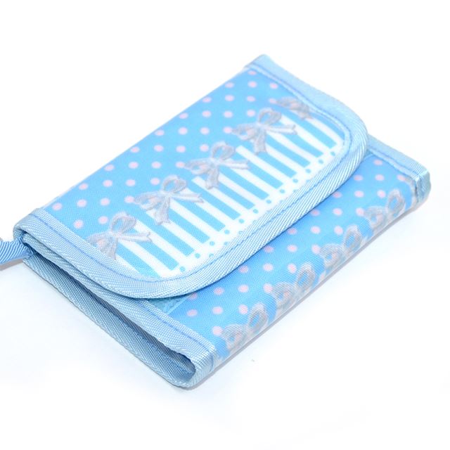 アウトレット キッズウォレット 財布 ポルカドットとレースリボンに魅せられて(ライトブルー)