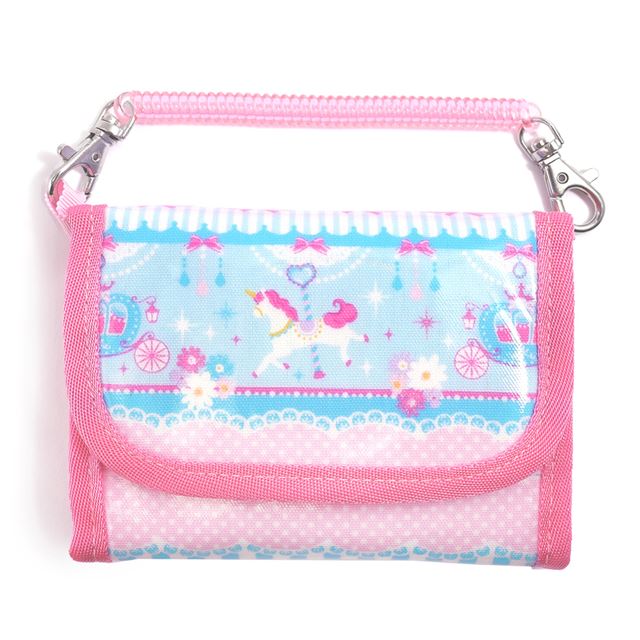 アウトレット キッズウォレット 財布 レースチュールとメリーゴーランド(ライトブルー)