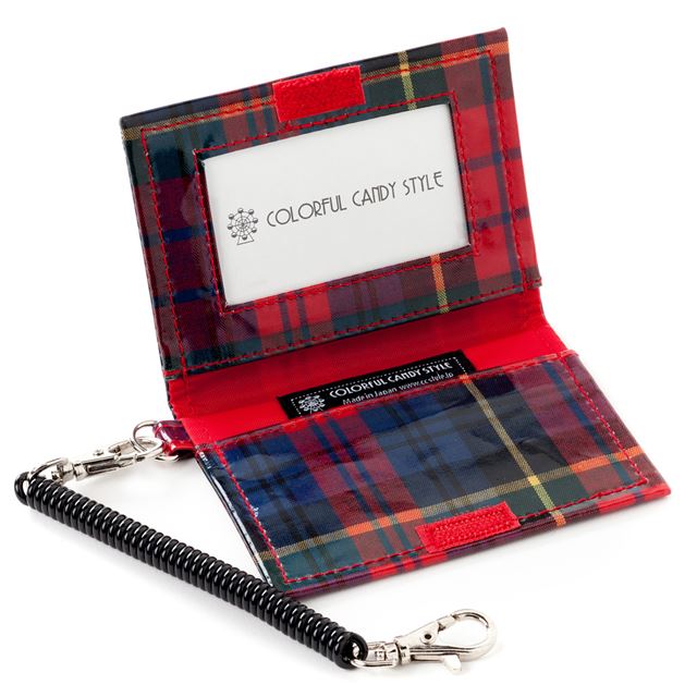 アウトレット パスケース タータンチェック・レッド