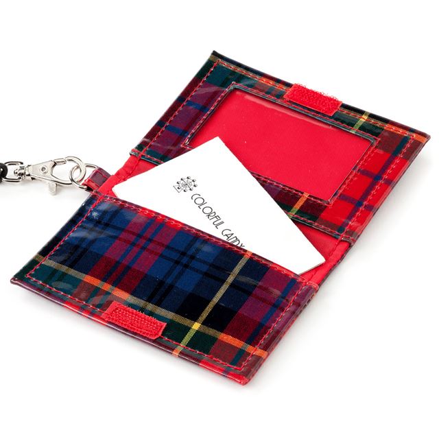 アウトレット パスケース タータンチェック・レッド