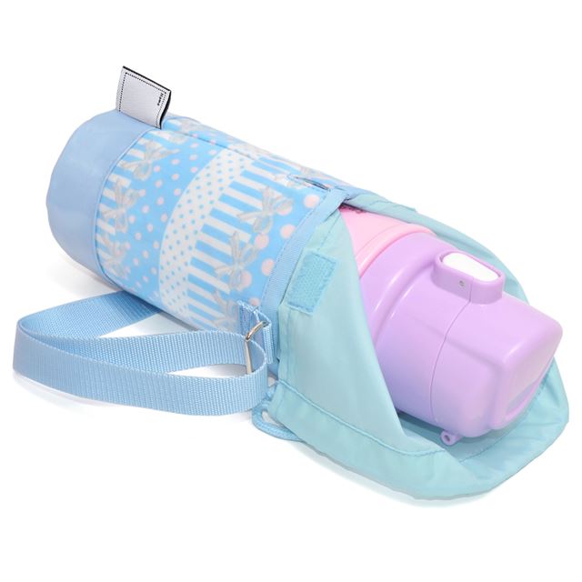 アウトレット 水筒カバー スモールタイプ ポルカドットとレースリボンに魅せられて(ライトブルー)