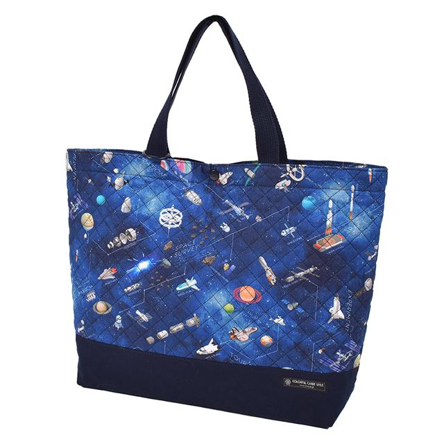 アウトレット マチ付きキルティングレッスンバッグ(ループ付き) 未来の惑星探査と宇宙船