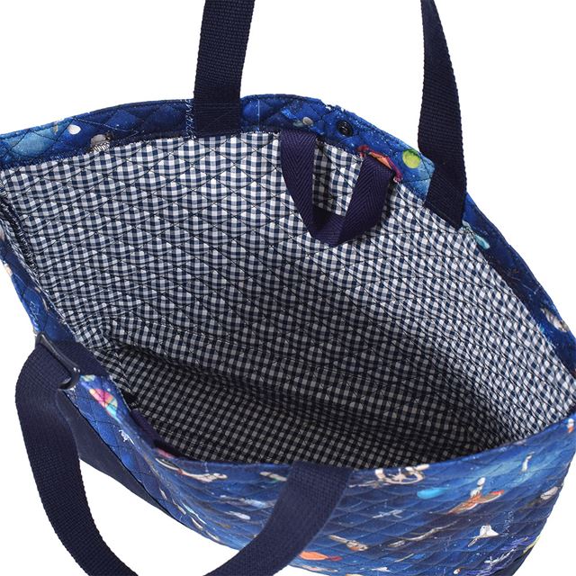 アウトレット マチ付きキルティングレッスンバッグ(ループ付き) 未来の惑星探査と宇宙船