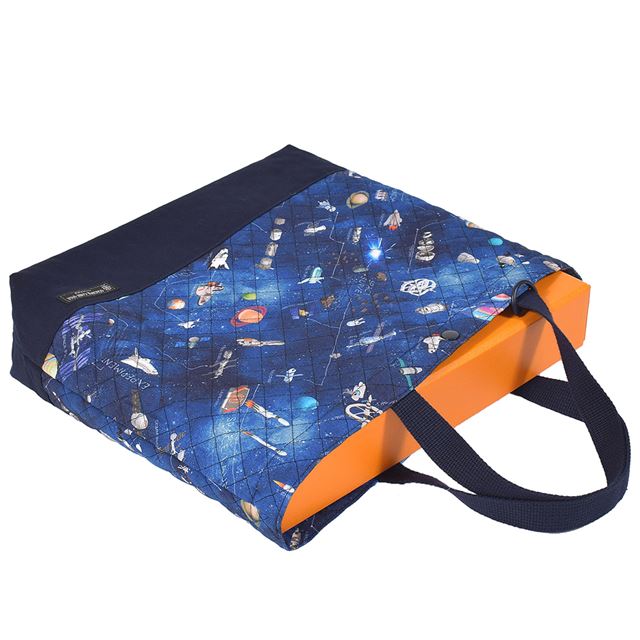 アウトレット マチ付きキルティングレッスンバッグ(ループ付き) 未来の惑星探査と宇宙船