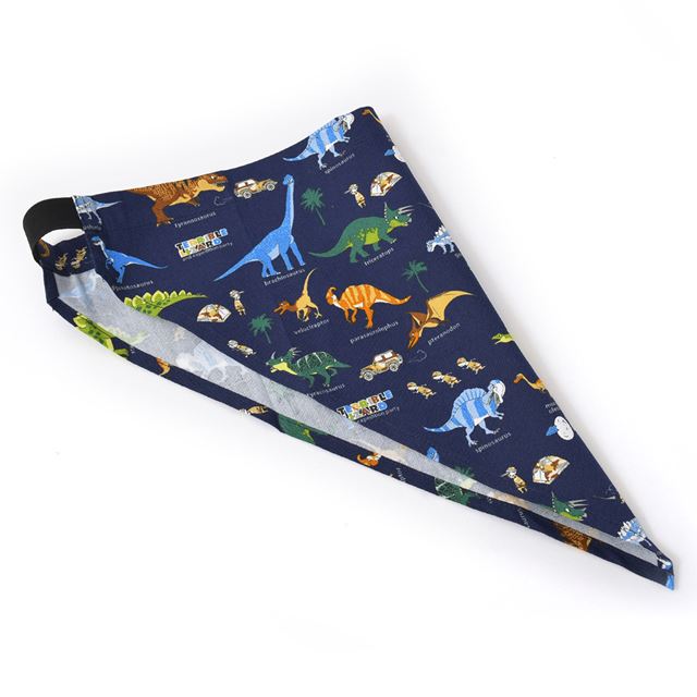 アウトレット バッククロス子どもエプロン(100～120cm) 発見!探検!恐竜大陸(ネイビー)