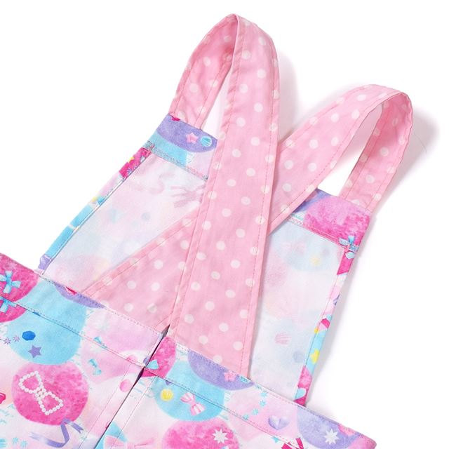 アウトレット バッククロス子どもエプロン(100～120cm) ふわふわキュートなキャンディポップ