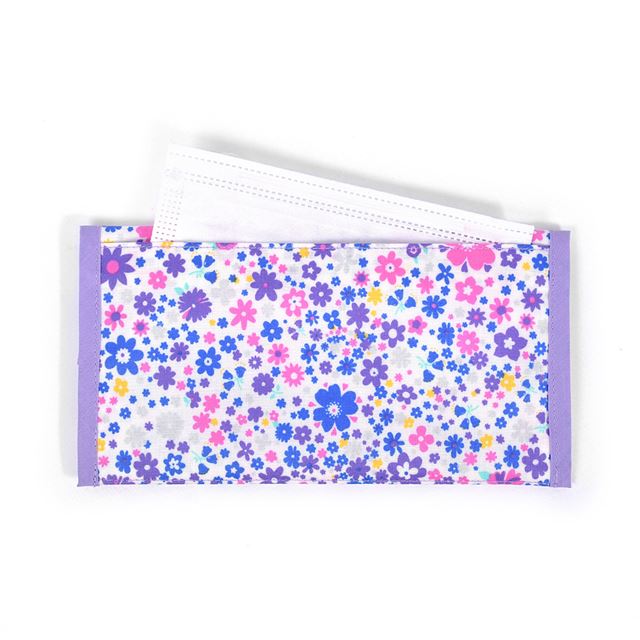 アウトレット 抗菌 マスクケース ダブルポケット(携帯用) フラワー模様のエアリーシャワー(ラベンダー)