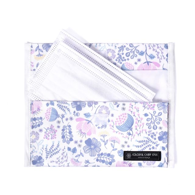 アウトレット 抗菌 マスクケース ダブルポケット(携帯用) ミスティフラワー