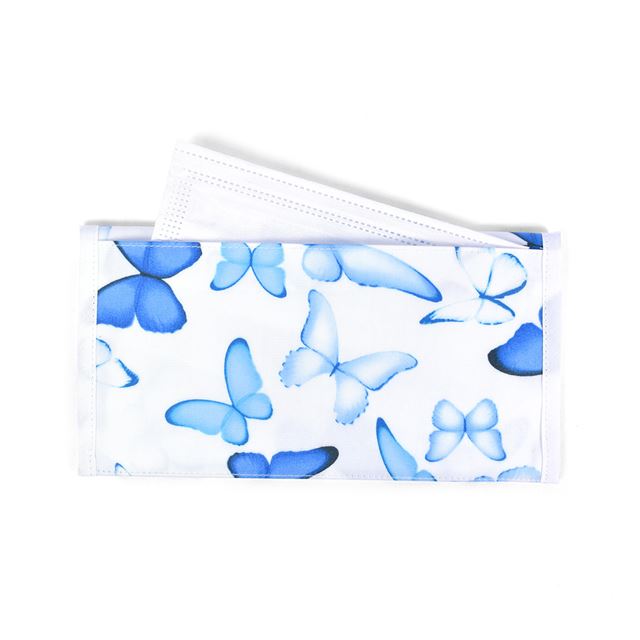 アウトレット 抗菌 マスクケース ダブルポケット(携帯用) ブルーバタフライ