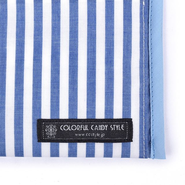 アウトレット 抗菌 マスクケース ダブルポケット(携帯用) ベーシックストライプ・青