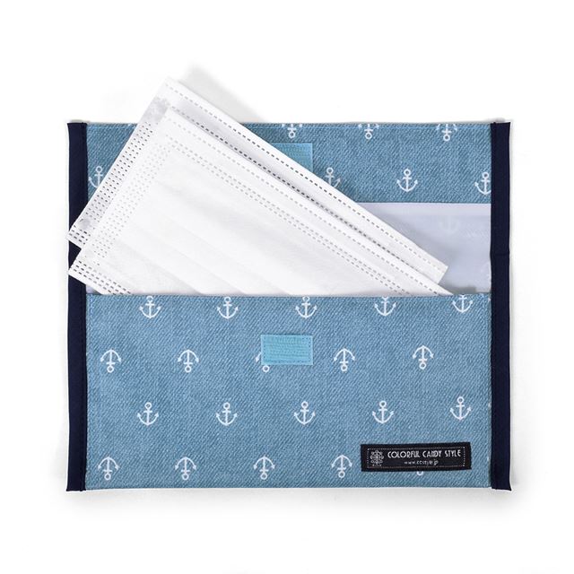 アウトレット 抗菌 マスクケース ダブルポケット(携帯用) 潮風香るヴィンテージ・マリン