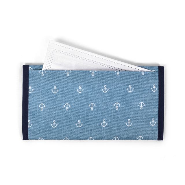 アウトレット 抗菌 マスクケース ダブルポケット(携帯用) 潮風香るヴィンテージ・マリン