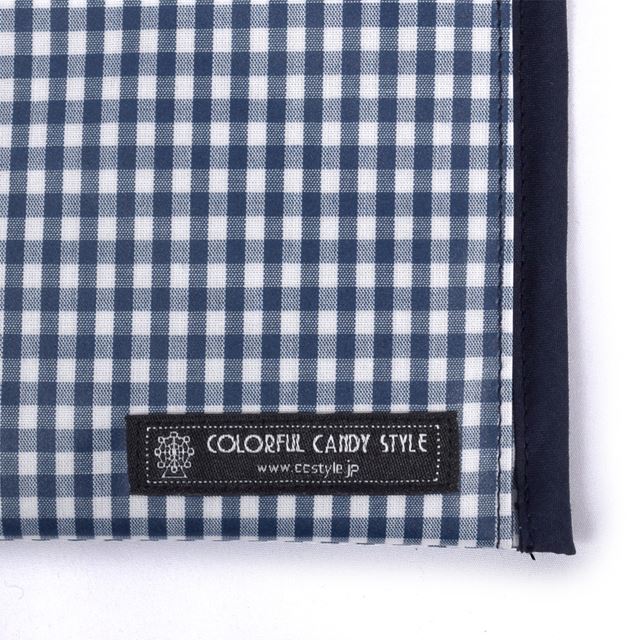 アウトレット 抗菌 マスクケース ダブルポケット(携帯用) チェック大・紺