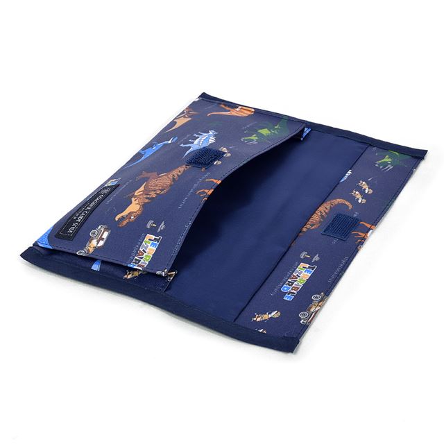 アウトレット 抗菌 マスクケース ダブルポケット(携帯用) 発見！探検！恐竜大陸(ネイビー)