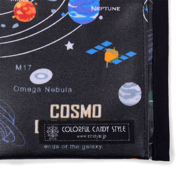 【10%OFF：クリスマスセール】 アウトレット 抗菌 マスクケース ダブルポケット(携帯用) 太陽系惑星とコスモプラネタリウム(ブラック)