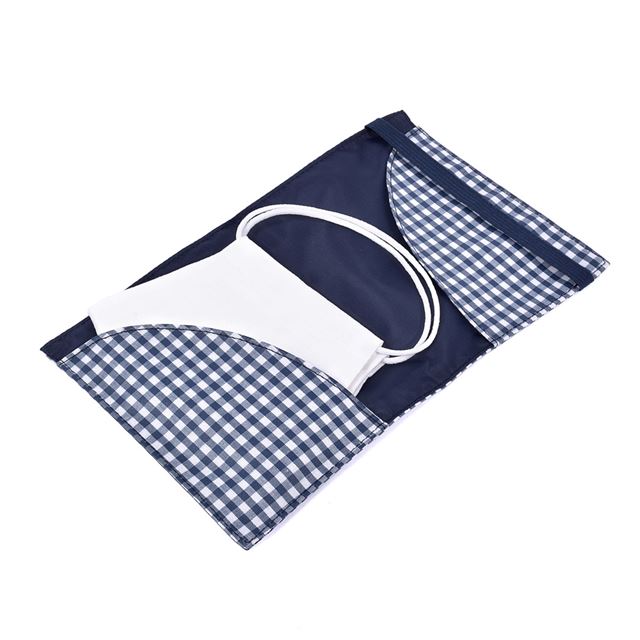 アウトレット 抗菌マスクトレイ チェック大・紺