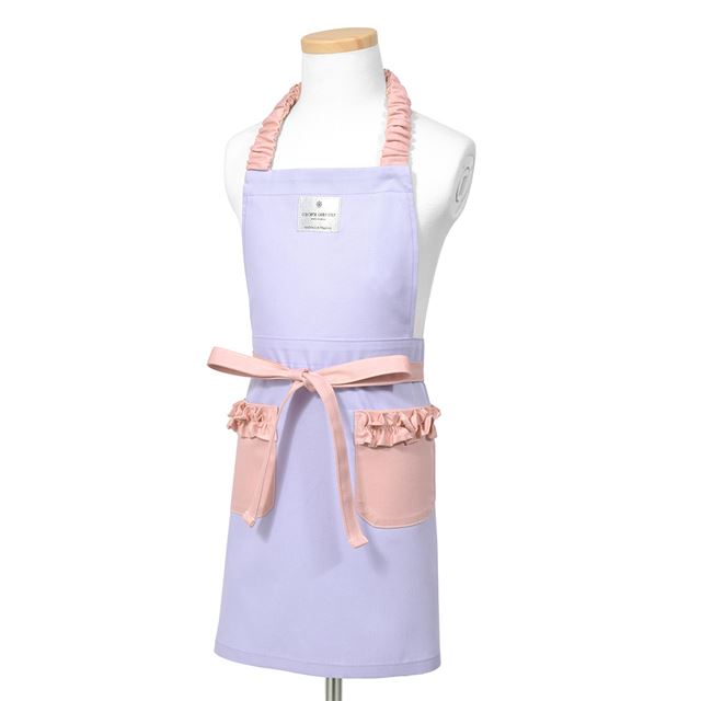 アウトレット 抗ウイルス・抗菌子どもエプロン(100～120cm) ラベンダー