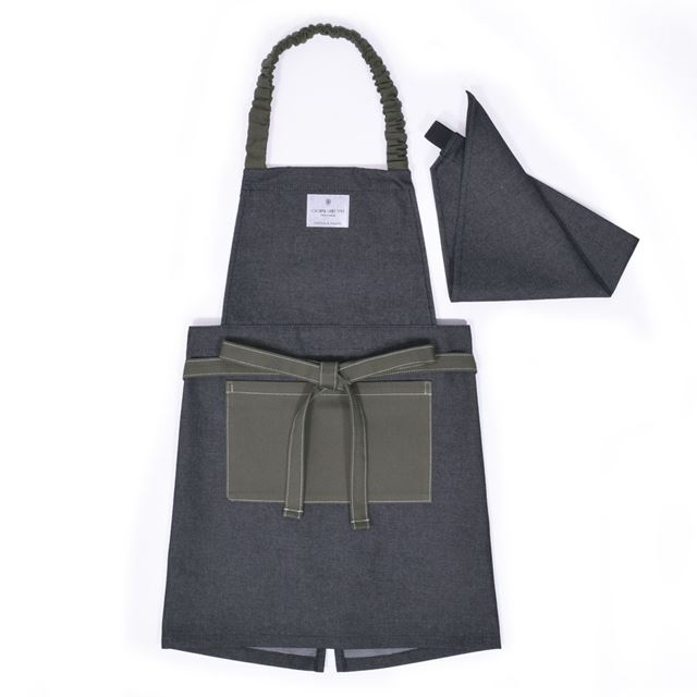 アウトレット 抗ウイルス・抗菌子どもエプロン(100～120cm) ブラック