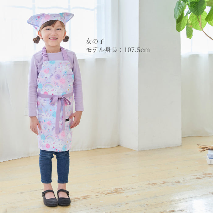 カラフルキャンディスタイルの三角巾付きキッズエプロン。子供用で、着脱簡単。男の子と女の子兼用で、家庭科の授業やお手伝いで大活躍。