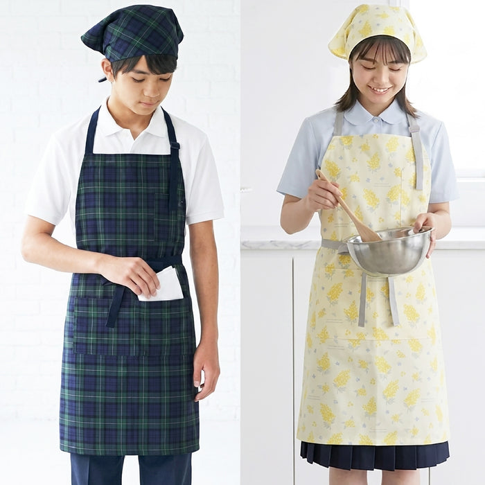 高校生・中学生向けの万能エプロン。中学・高校・大学の学校イベントにも幅広く対応する、汎用性の高い腰ひもエプロンです。