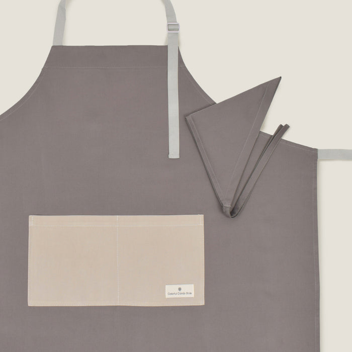 カラフルキャンディスタイルのエプロン（150cm-フリーサイズ）。結びやすいひも付きの三角巾がセット