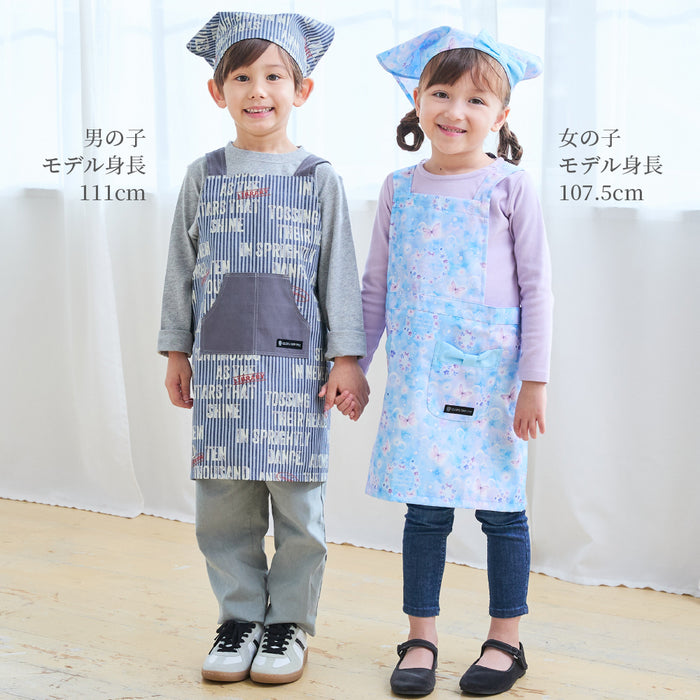 カラフルキャンディスタイルの三角巾付きキッズエプロン。子供用で、かぶるだけのバッククロスタイプ。男の子と女の子兼用で大活躍。