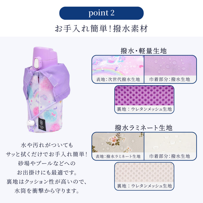 カラフルキャンディスタイルのペットボトルホルダー。子供用で、肩掛けができるショルダーベルト付き。保冷機能有り。男の子と女の子兼用で大活躍。