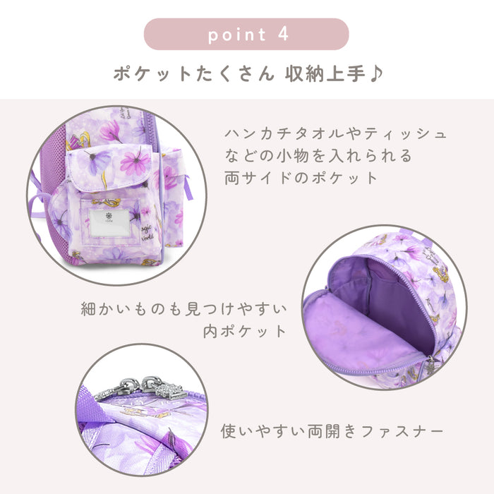 カラフルキャンディスタイルの子どもリュックサック。防水ラミネート生地使用で汚れが付きにくくお手入れ簡単