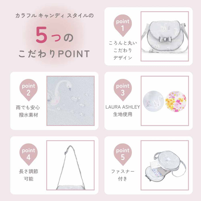 カラフルキャンディスタイルの持って可愛い丸型ポシェット。リボンのチャームがアクセント