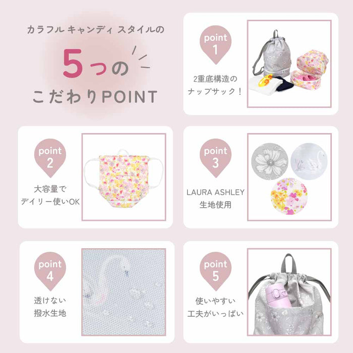 カラフルキャンディスタイルのプールバッグ ナップサックタイプ。サンダルやスイムキャップ・ゴーグル・小物などを上段下段で分けて収納できる便利構造。中身が透けない生地なので安心です。