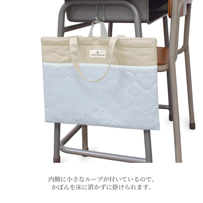 カラフルキャンディスタイルのレッスンバッグ。子供用のキルティング素材。男の子と女の子兼用で通園、通学で手提げバッグとして大活躍。